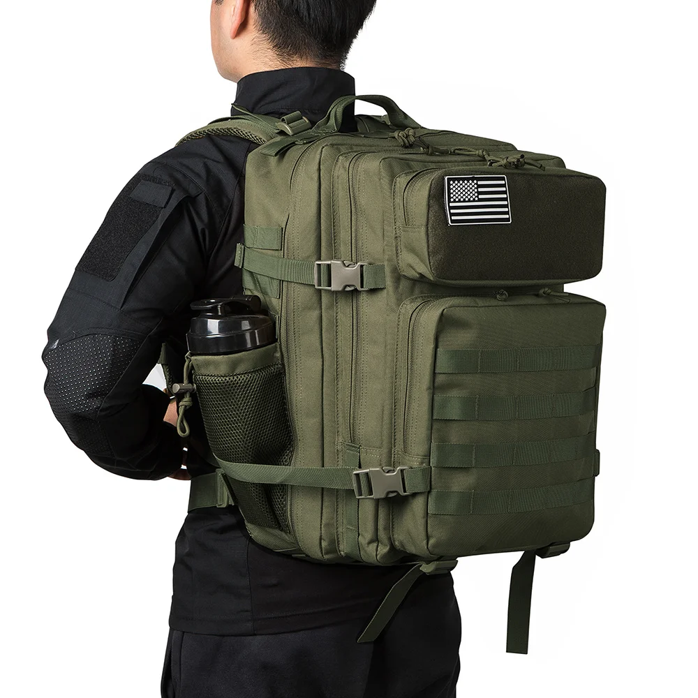 

50L Multiple Color Selection Custom Logo Tactical Backpack Hunting MOLLE Rucksack Military Tactical Backpack, Black/green/tan
