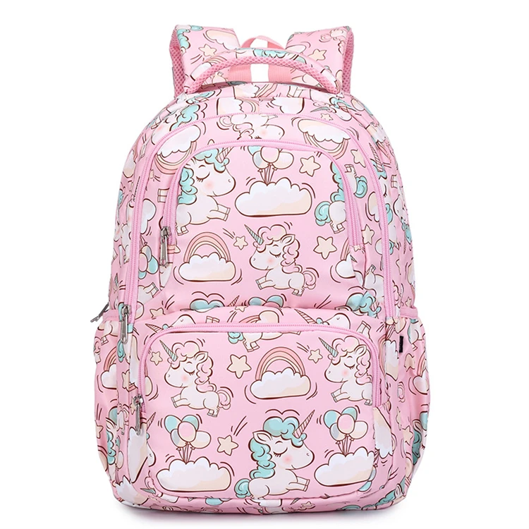 

2021 Children cartoon School Backpack 3D Cartoon Animals Unicorn Design Waterproof Kids School Bags For Baby Girls Kindergarten, Pink and sky blue