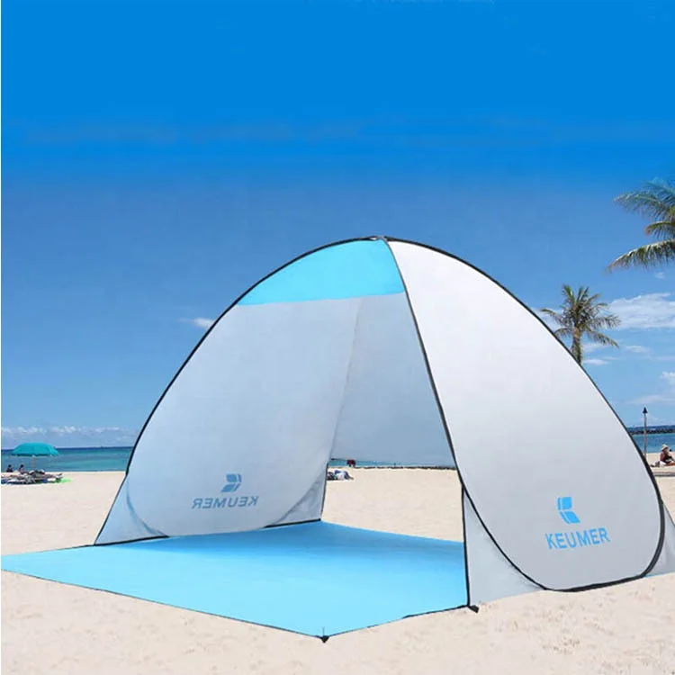 

190T Automatic Beach Tent UV Protection Pop-Up Tent Sun Shade Awning Travel Tourist Camping Tent, Blue