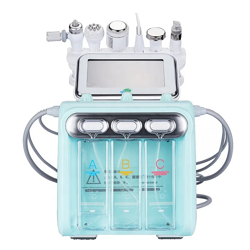 

Korea 6 in 1 Multi-function H2O2 Hydrogen Small Bubble Facial Beauty Machine With Rf Handle Upgrade, White