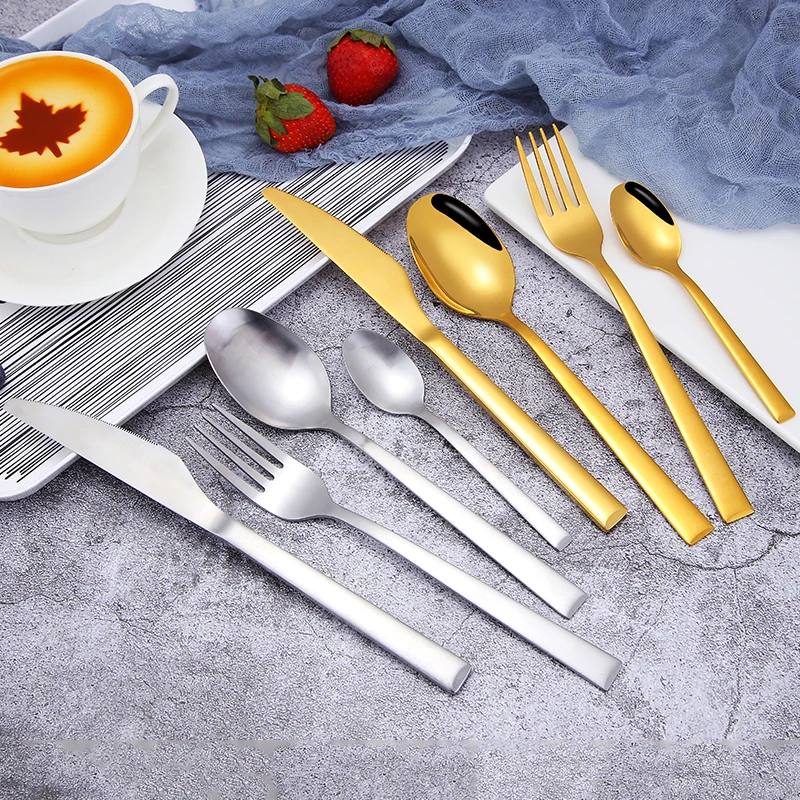 

Luxury Gold Cutlery Set Stainless Steel Simple And Stylish Knife/Spoon/Fork For Hotel Restaurant Home Wedding Gift, Customized