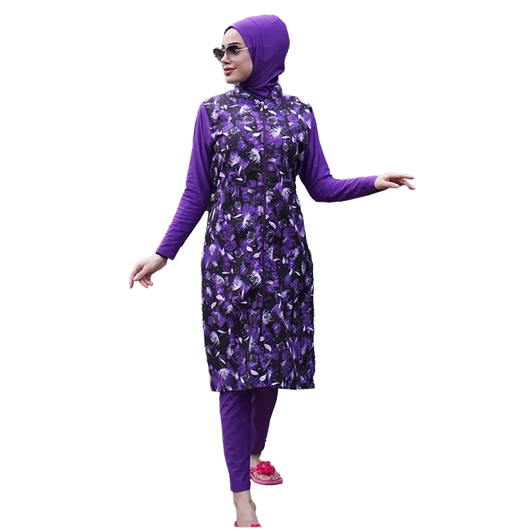 

MOTIVE FORCE Purple Full Cover Long Sleeves Islamic Swimwear Customizable Muslim Swimsuit