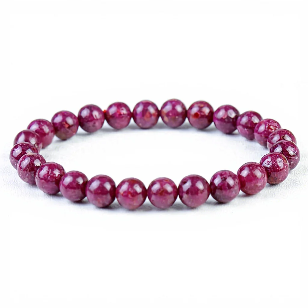 Natural Genuine Round Ruby 8mm Beaded Bracelets Precious Gemstone Bracelet for Women Jewelry Making 19CM