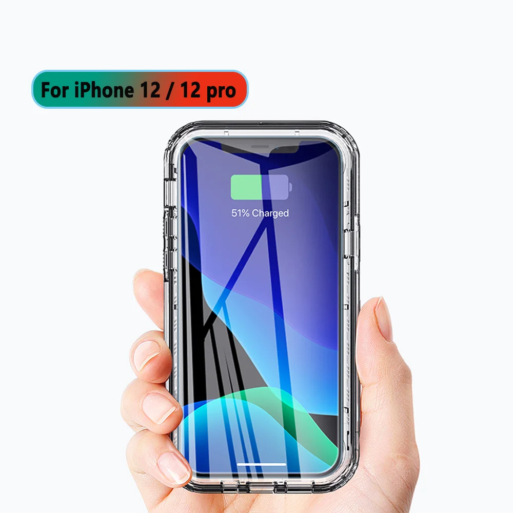 

Free Shipping 1 Sample OK RAXFLY Shockproof Full Protector Transparent Phone case and Tempered Glass for For iPhone 12 / 12 pro