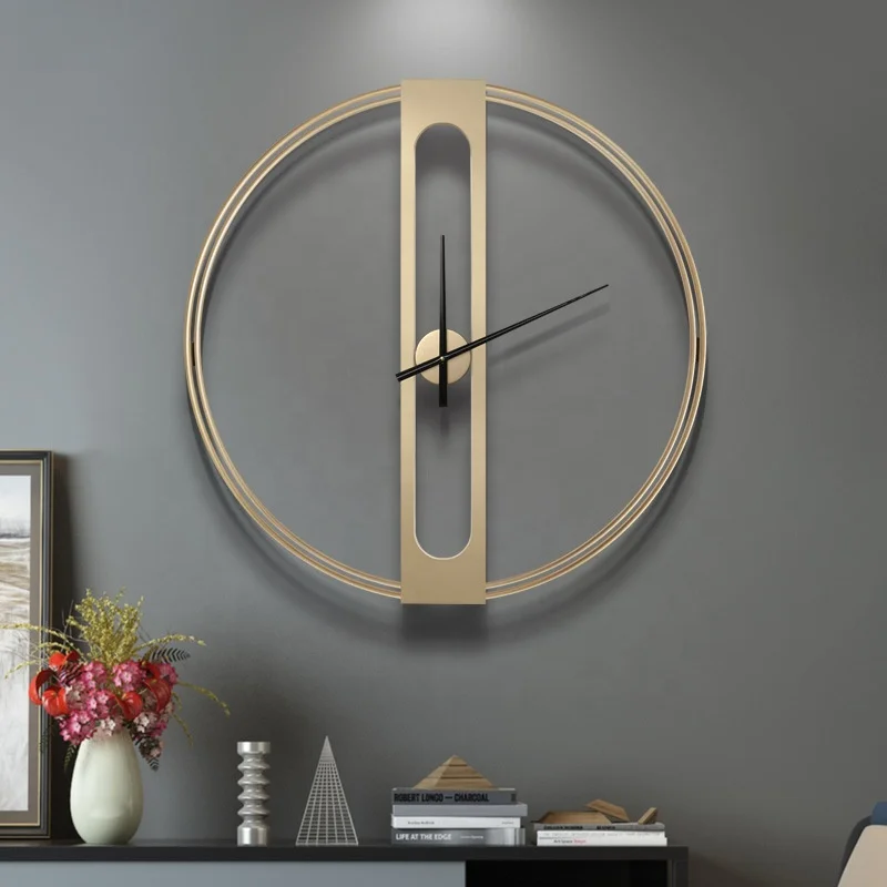 

Hot Sale Big Metal Frame Round Vintage Quartz Giant Modern 3D Living Room Wall Clock for Sale