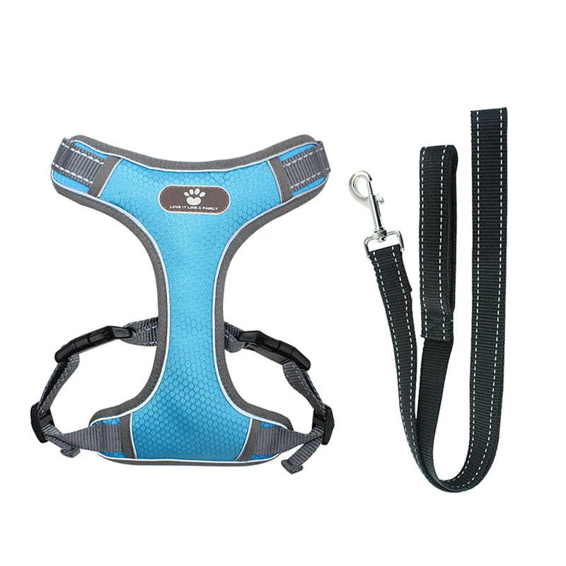 

Luxury Heavy Duty Breathable Reflective Dog Harness Vest No Pull Dog Harness Set, Blue, orange, navy blue