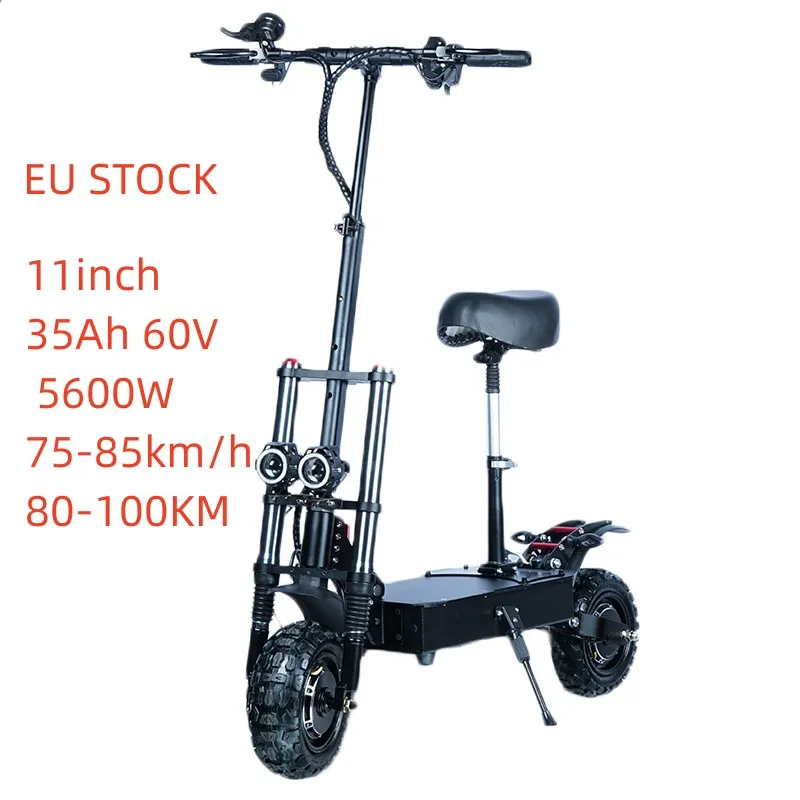 

Drop shipping EU warehouse Geofought 11inch 35ah 75-80km/h 60W 5600W range 80-100km dual motor electric scooter for adult