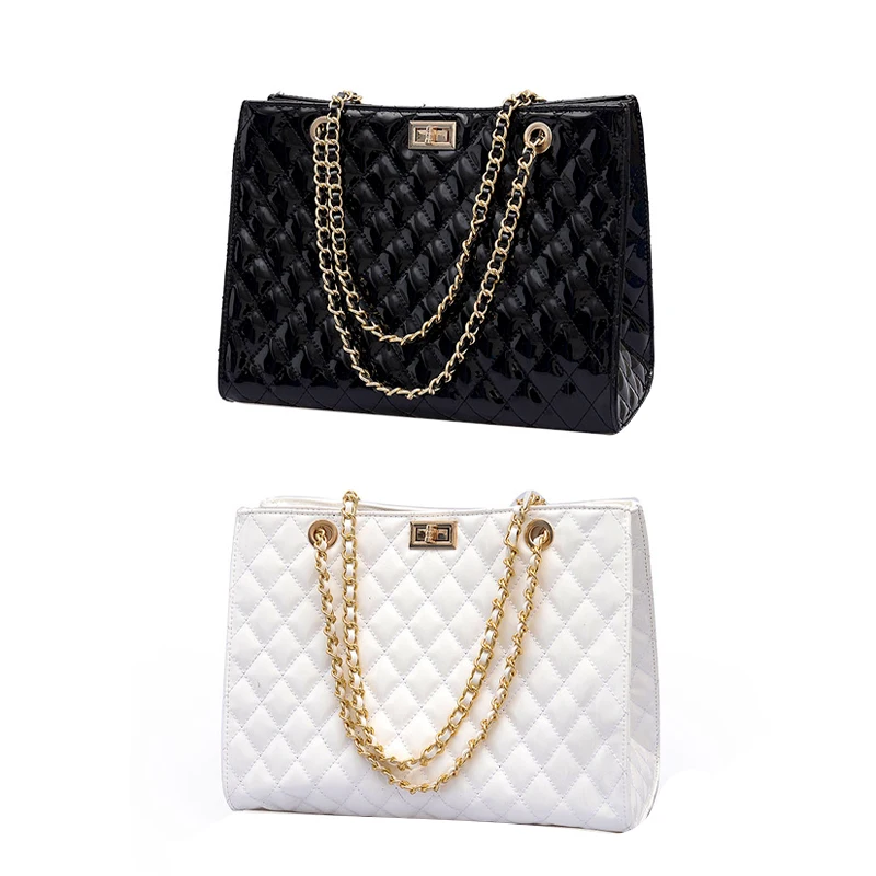 

Random Twist Lock Quilted Chain Bag Classy Women Quilted PU Leather Chain Lady Shoulder Bag, As photos or customizable