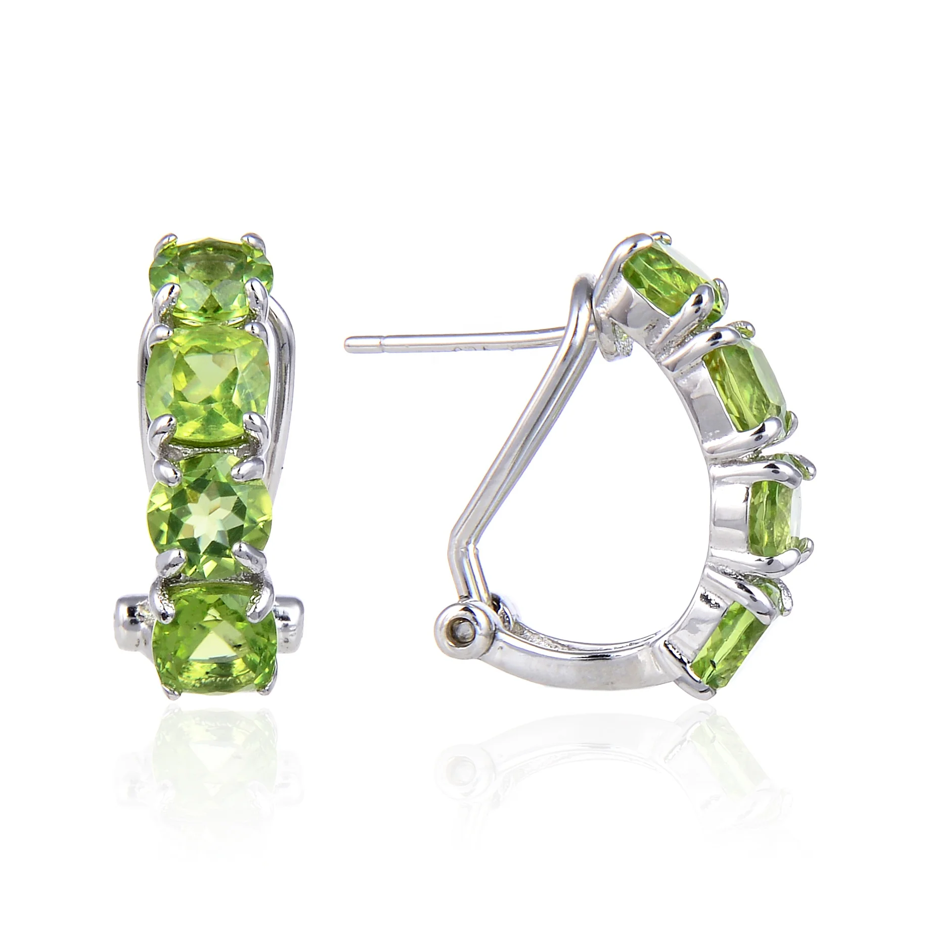 

Abiding Jewelry Gemstone Earring Hot Sale 925 Silver Earring Classic Peridot Hoop Earrings Women Jewelry