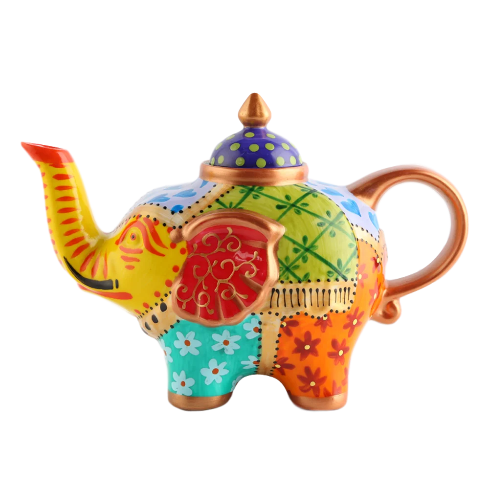 

High Quality South African Style Home Decor Ceramic Teapot Elephant Hand-painted Coffee Pot