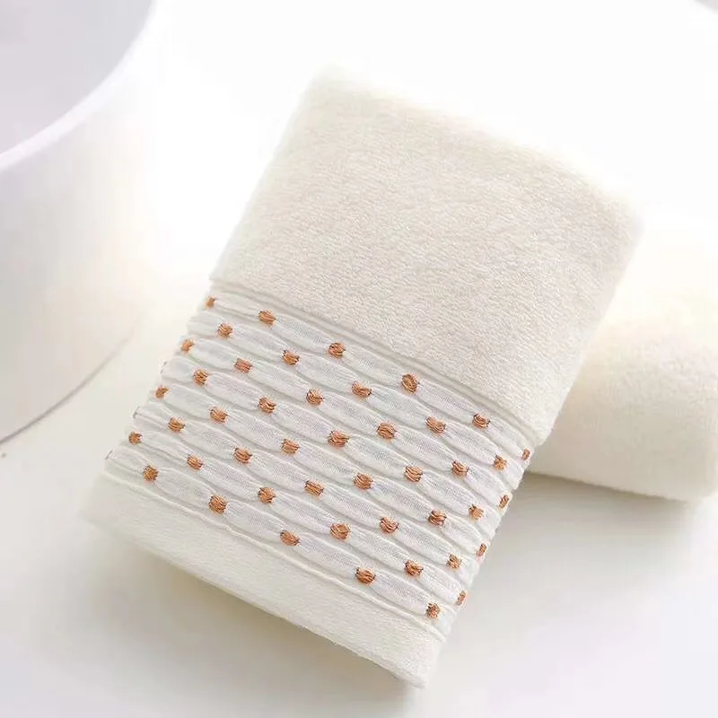 
China wholesale dot cotton home bath towel face towel 34x75,110g 