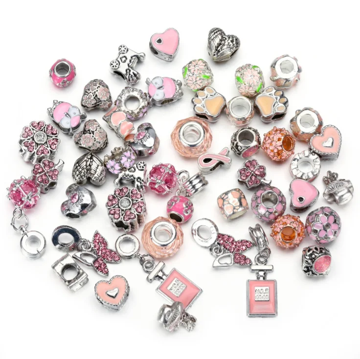 

50pcs/bag Alloy Large Hole Bead Bracelet Accessories DIY Charms