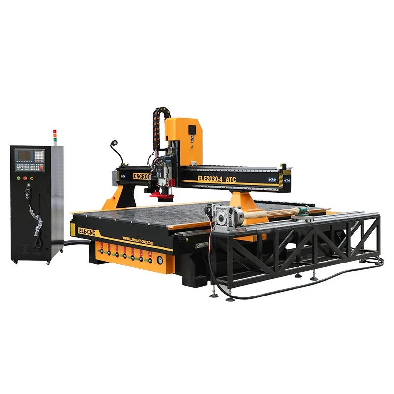 

Cnc Router Machine 2030 4 Axis Atc Cnc Oscillating Knife Cutting Machine Wood 3D Carving Machine With Rotary Device