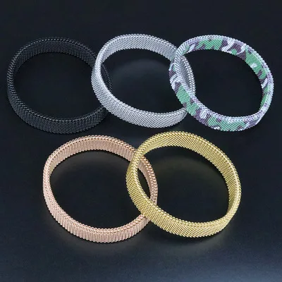 

Fashion Jewelry Wholesale Design Retro Fashion Adjustable Stainless Steel Women Stretch Mesh Simple Style Bracelet