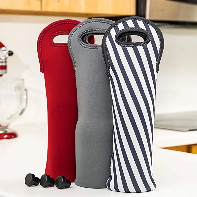 

Neoprene Blank Wine Bottle Cooler/holder/ sleeve Wine Tote Carrier Bag, Black &red&green&black