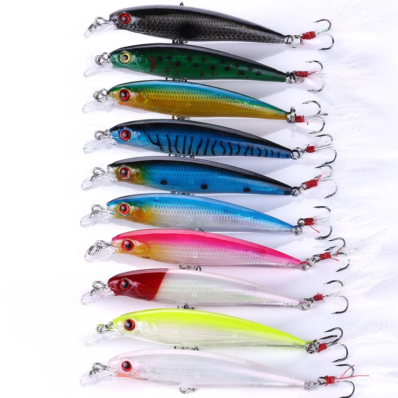 

Hot sale 9cm/8g mininow 10 colors perch artificial fishing lures with fishhooks