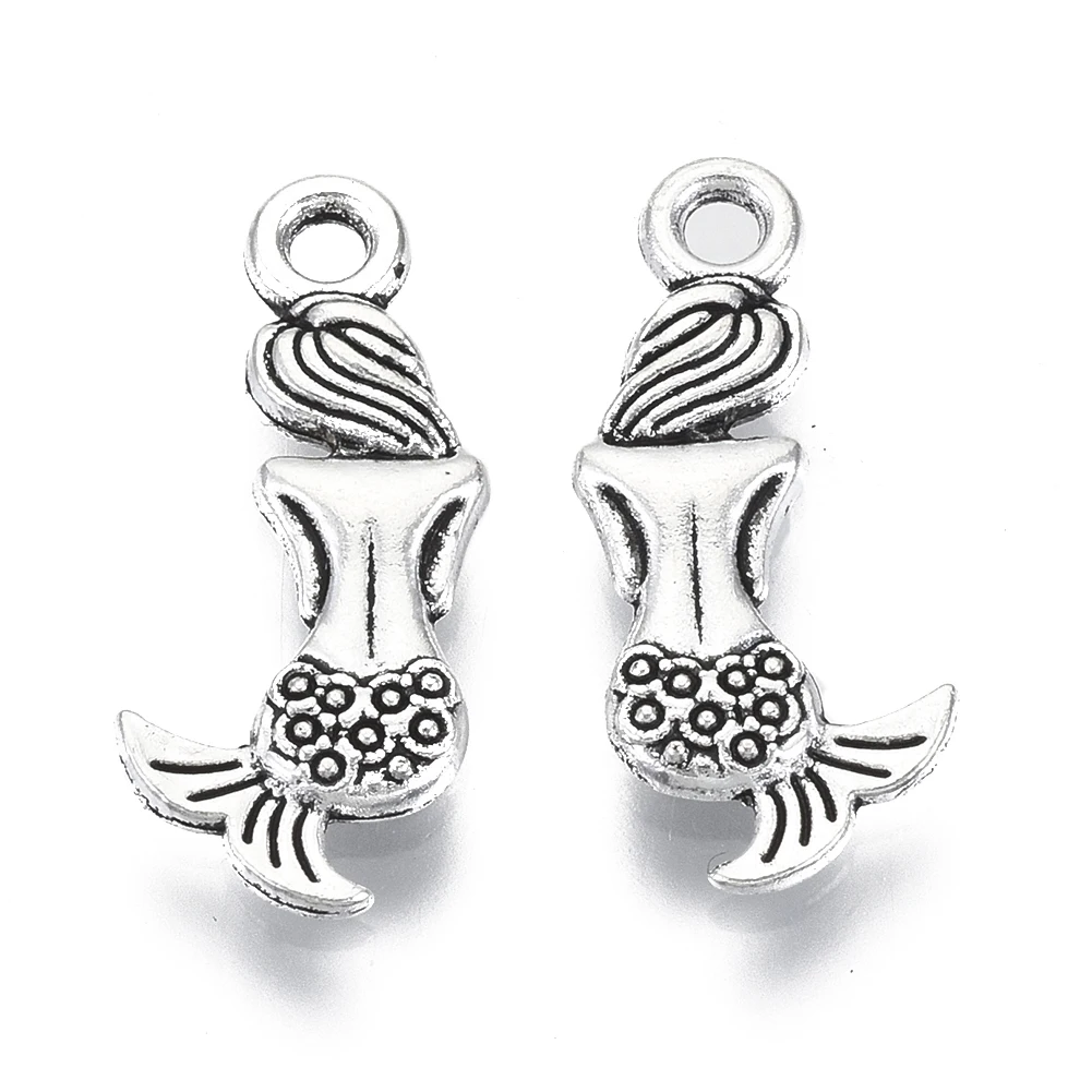 

PandaHall Lead Free Mermaid Antique Silver Alloy Big Pendants