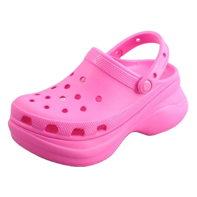 

2021 New Arrival Fashion Garden Clogs Crocses Cross EVA Anti-slip Breathable High Heel Hollow Hole Sandals For Women Slides Croc, Color