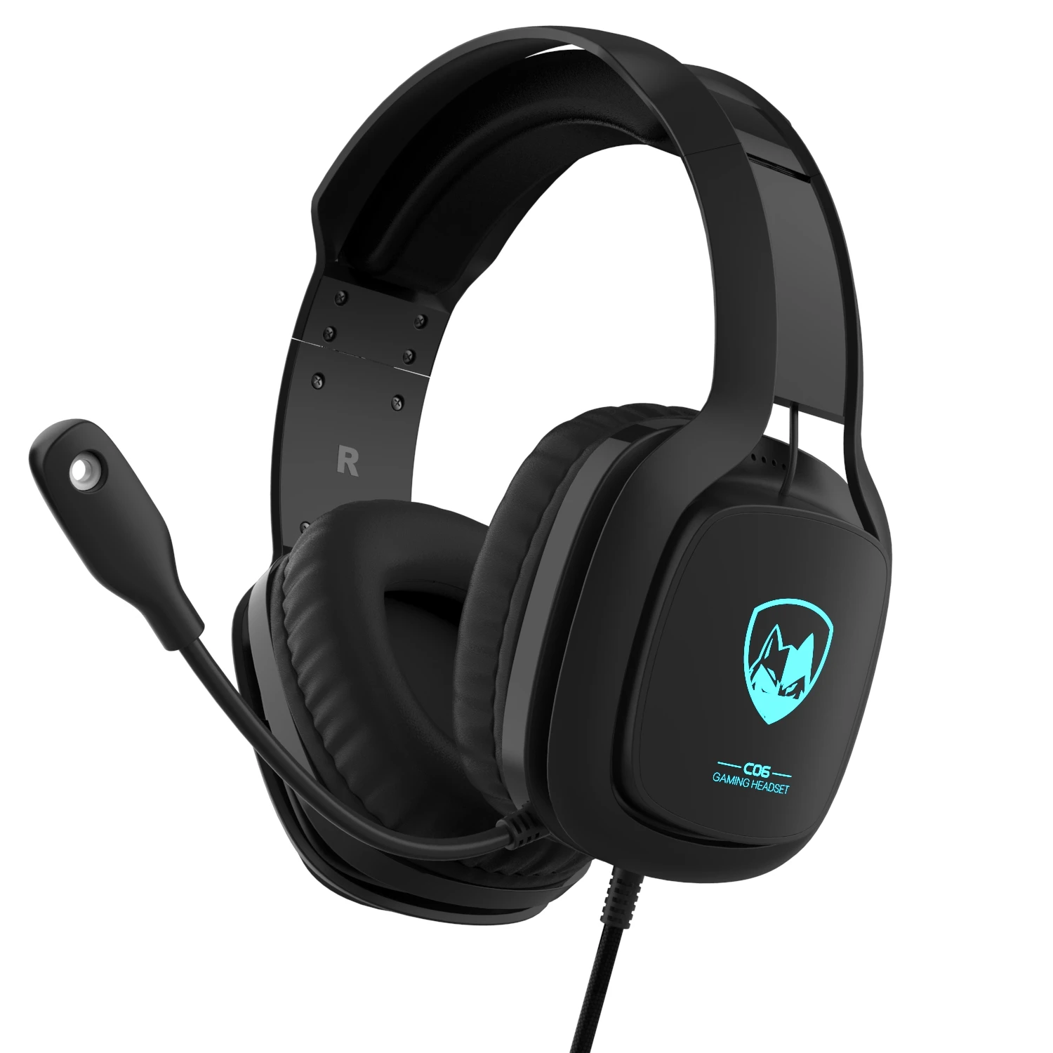 

In stock factory sale Gaming headset ultra light comfortable gaming headphones with LED light C06