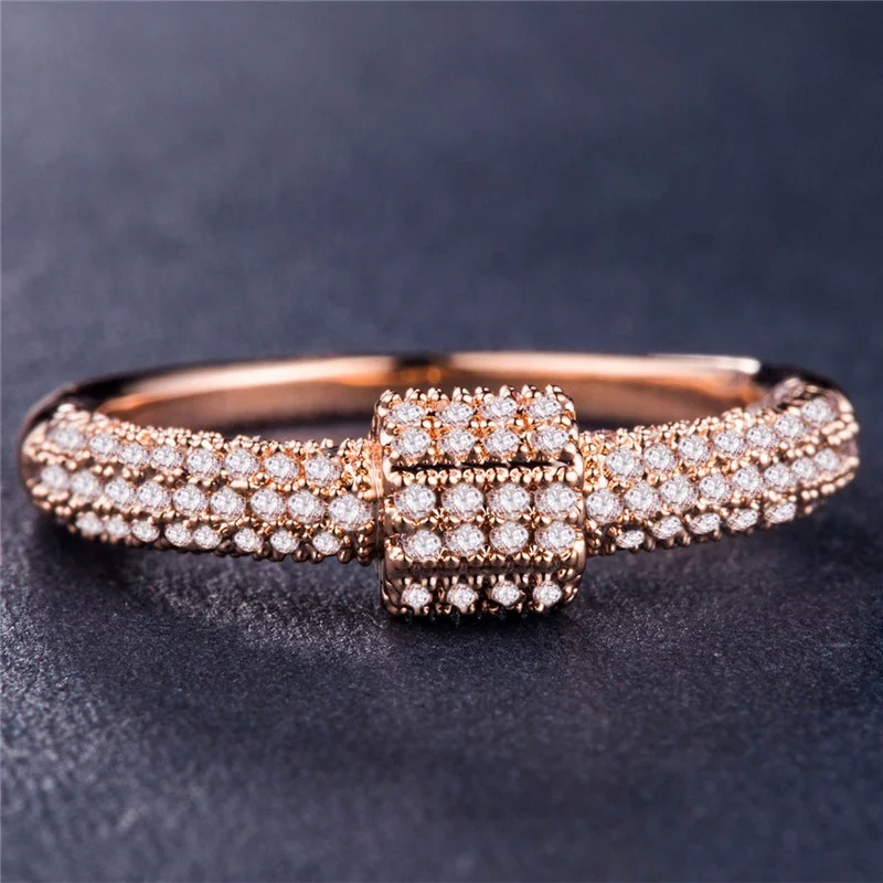 

Silver / Rose Gold Color CZ Crystal Rings Wedding Ring Jewelry Wholesale for Women Girls Gift
