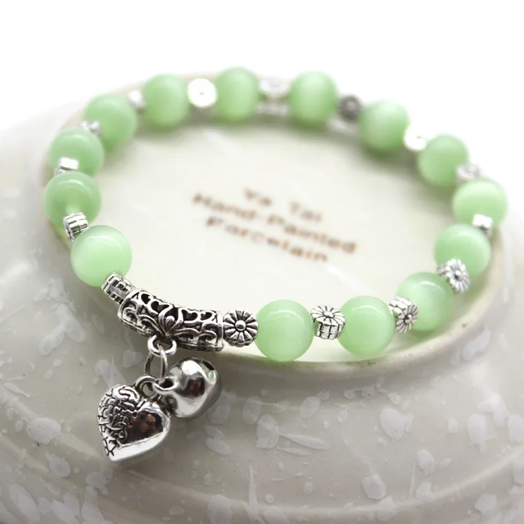 

Crystal Jade Beaded fashion agate fresh cat's eye charms bead bracelet