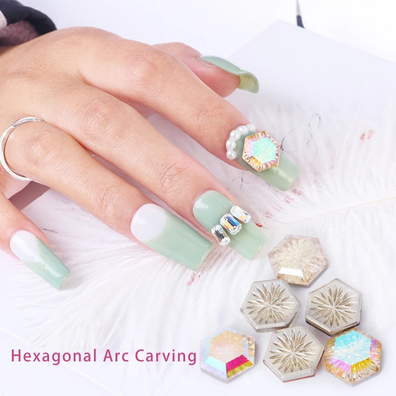 

Charms Ab Nails Crystal Irregular Hexagonal curved nail art rhinestones 3d Nail Art Rhinestones