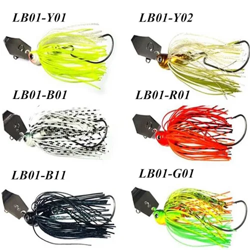 

LUTAC Fishing Chatterbait 3D Eyes Jig Bass Lures Rubber Skirt Spinner Buzzbait Chatter artificial bait, 6 colors