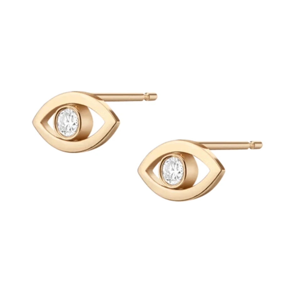 

fashion women earrings jewelry 925 sterling silver romantic earrings 14k gold plated bezel eye stud earrings