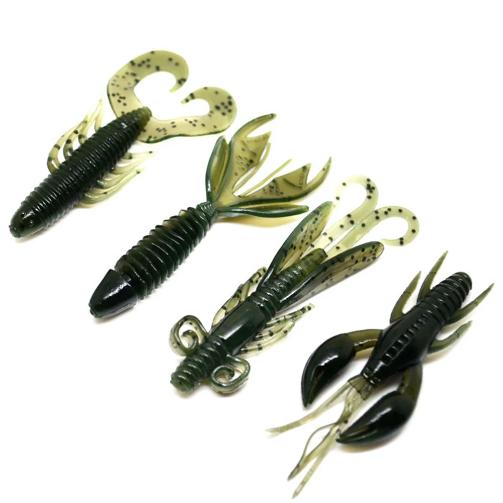 

Newbility 4pieces Crayfish Ghost Shrimp Flowtail Maggots fishing soft lures sets, 4 colors