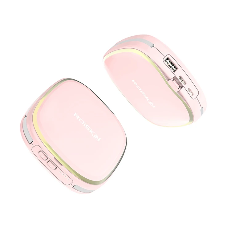 

Innovative Products Gift Show New Items Mobile Power Bank 5000mah With LED Beauty Mirror For Daily Using, Pink