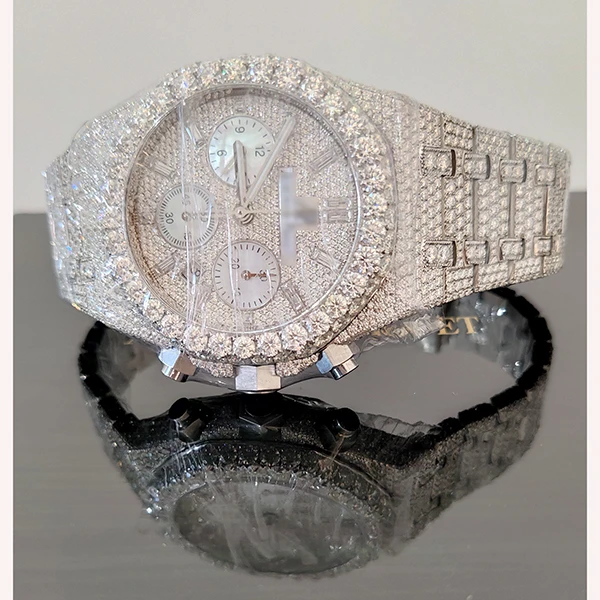 

Iced out Luxury Fashion Dial Watch Band Bezel VVS Moissanite Mens Women Watch Diamond