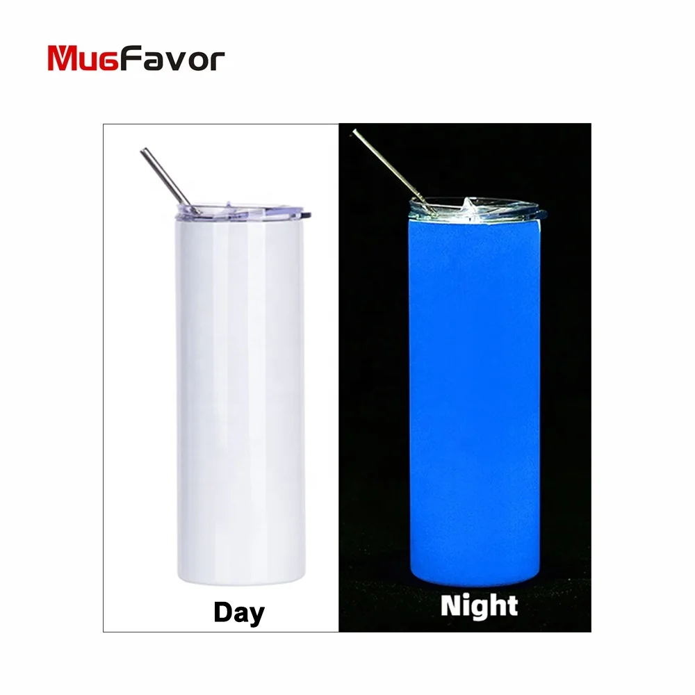 

Amazon hot sale glow in dark sublimation tumbler 20 oz straight with straw stainless steel cup 20oz skinny tumbler MSS20T-YG