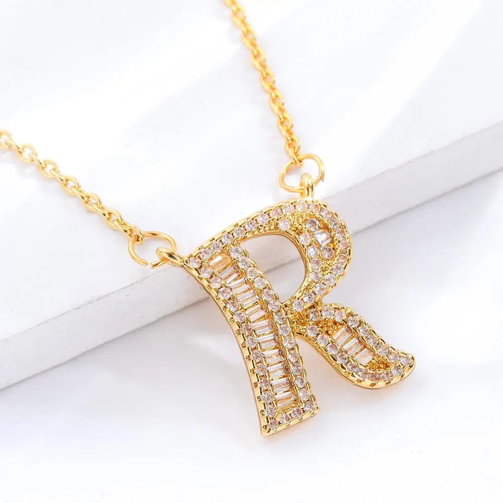 

New Design Hotselling Hips Hops Personalized Micro Pave Cubic Zirconia Initial Letter Pendant Necklace