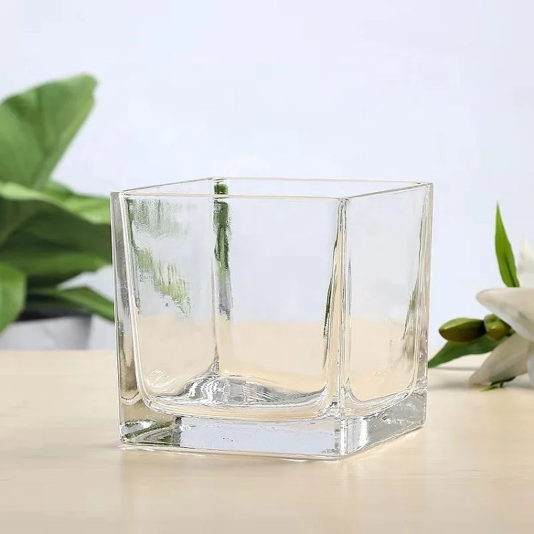 Clear cube shape flower vase.jpg