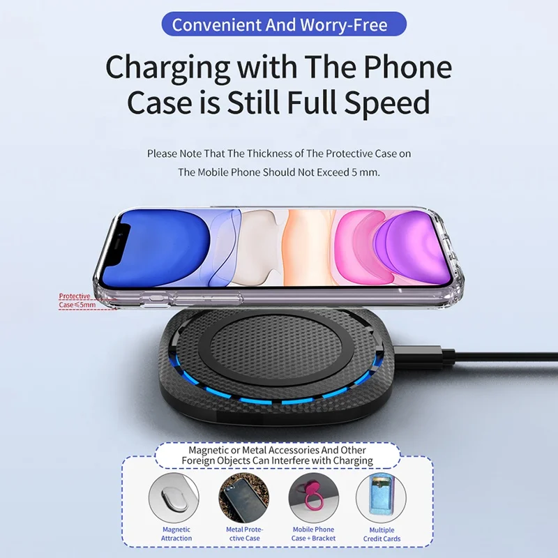 
2020 New Arrival Wireless Charger Universal 10W Quick Charging Phone Wireless Charger For iPhone Samsung Fast Charging Pad 