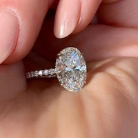 

CAOSHI Luxury Big Oval Cut Zircon Ring Micro Paved CZ 925 Ring for Women Jewelry Silver Female Rings Wedding
