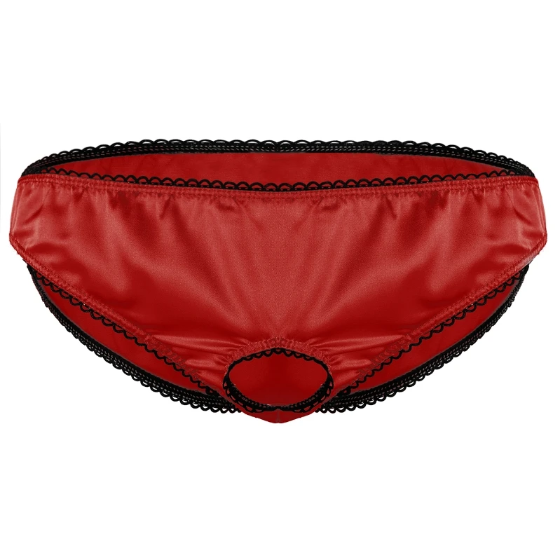 

Custom Mens Sissy Underwear Crotchless Satin Low Rise Hole Briefs Open Crotch Panties Sissy