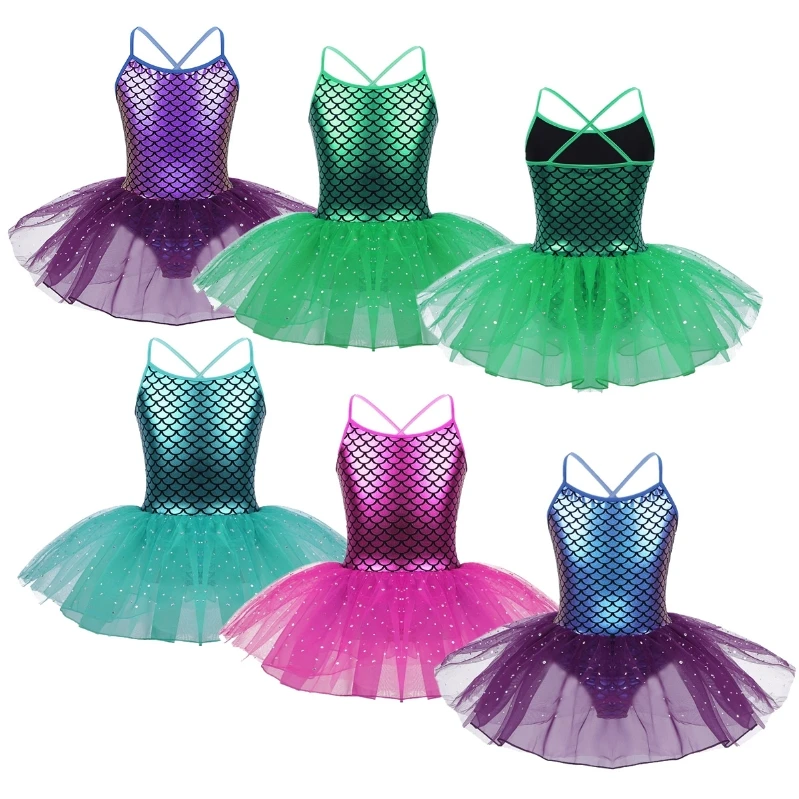 

Custom Girls Mermaid Dress Ballet Tutu Dress Princess Party Dance Halloween Cosplay Costumes