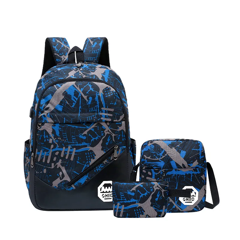 

Three-piece backpack flower material three-in-one school bag fashion travel bag for college students, Mitsubishi,red,blue,yellow
