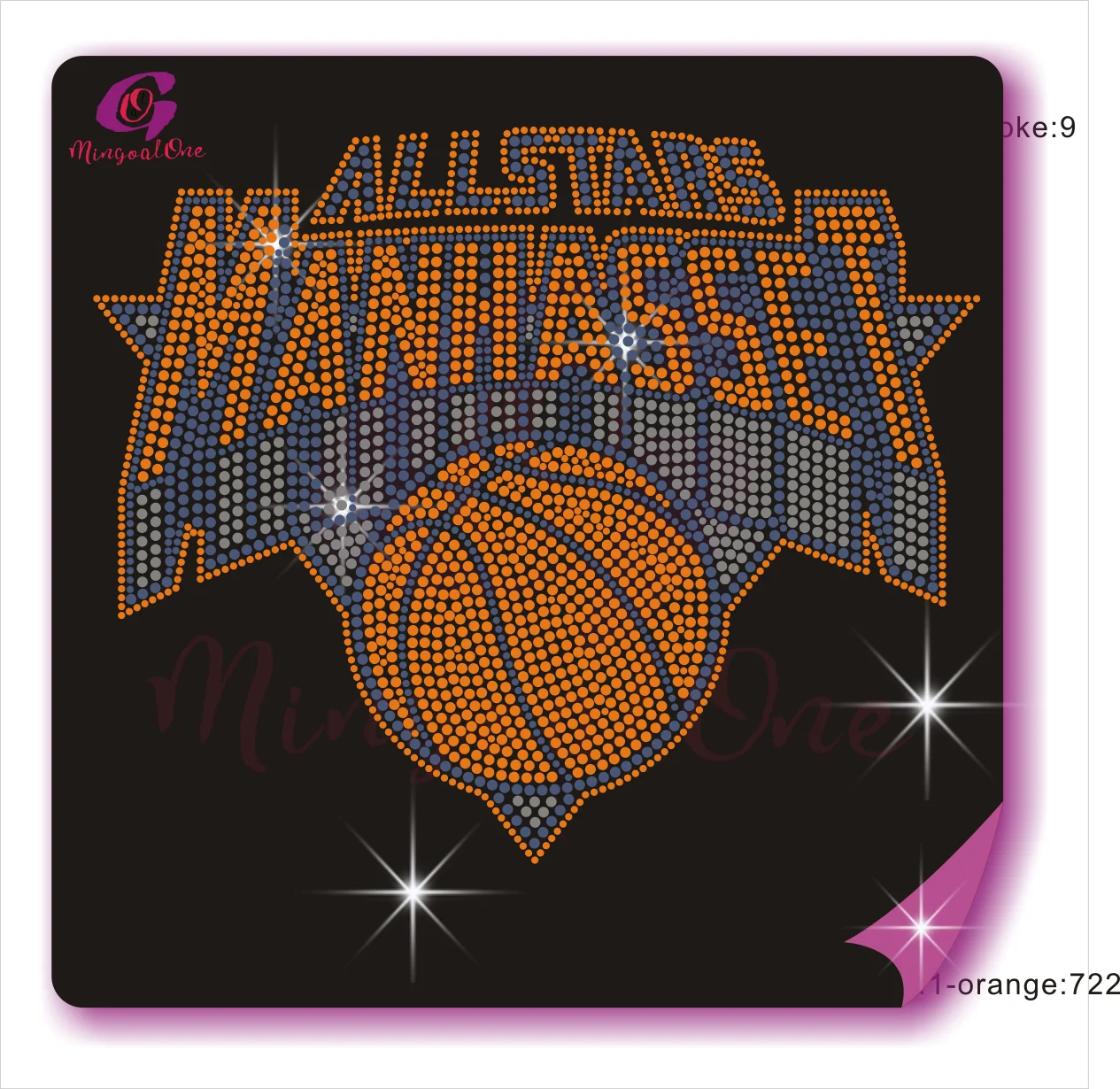 

Wholesales Customized Sports Logo Rhinestone and Vinyl Transfer, Select from color chart