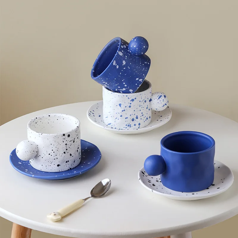 

Nordic INS Style Creative Underglaze Color Manual Ink Klein Blue Splashing Large Capacity Personalized Ceramic Dish Mugs Cup, Depend on products