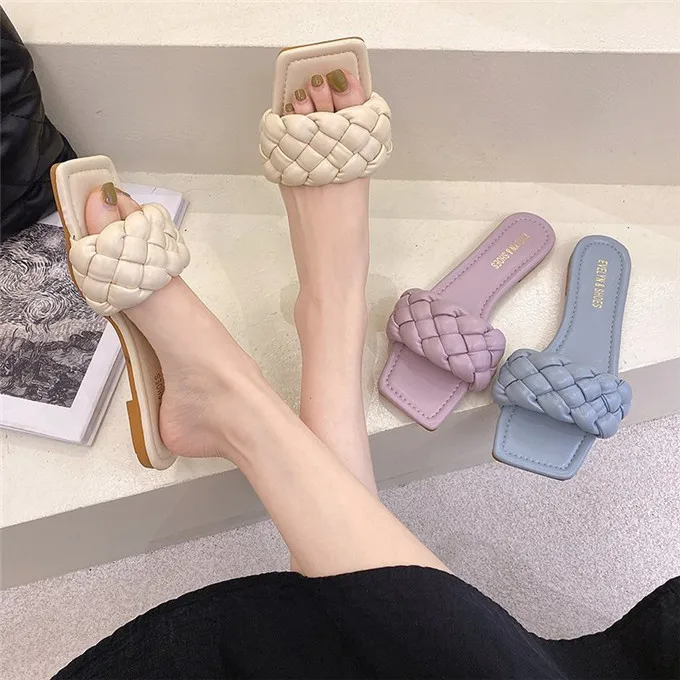 

Weave sandals Korean style good quality female slippers 2022 women slippers shoes