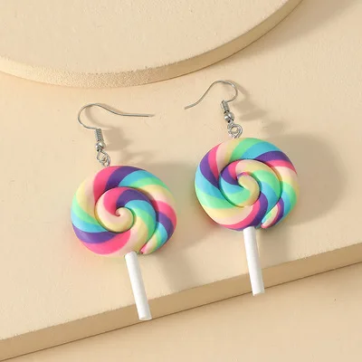 

New Arrival Top Selling Good Quality Sweet Cute Funny Fashion Exaggerated Creative Lollipop Personality Jewelry Earrings Trendy