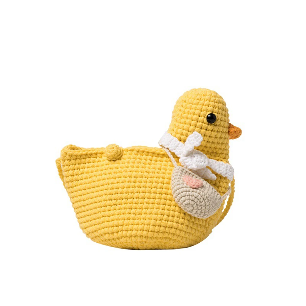 

Hand Woven Bag DIY Custom Cartoon Cute Little Duck Bag Crochet Bag Handmade