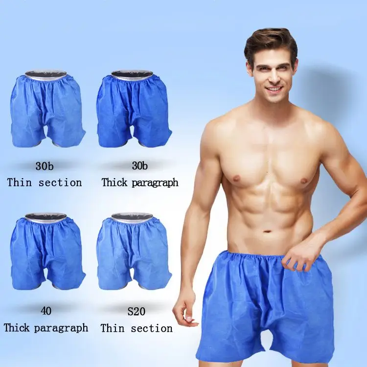 

Non-woven disposable underwear Sauna trousers spa clothes trousers Men's boxer shorts Pants, Blue