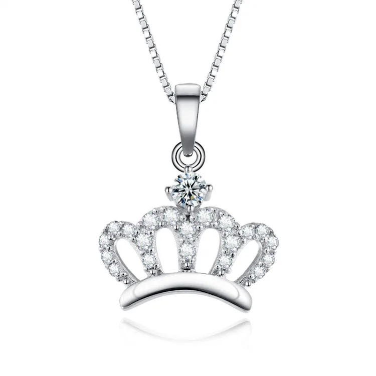 

Professional Custom Fine 925 Sterling Silver Women Accessories Crown Cubic Zirconia Necklace