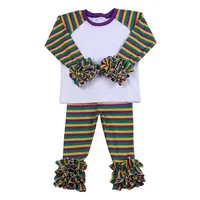 

2020 baby girls outfit 100% cotton Clothing set joint Girls Mardi Gras icing ruffle sequin outfit long sleeve summer