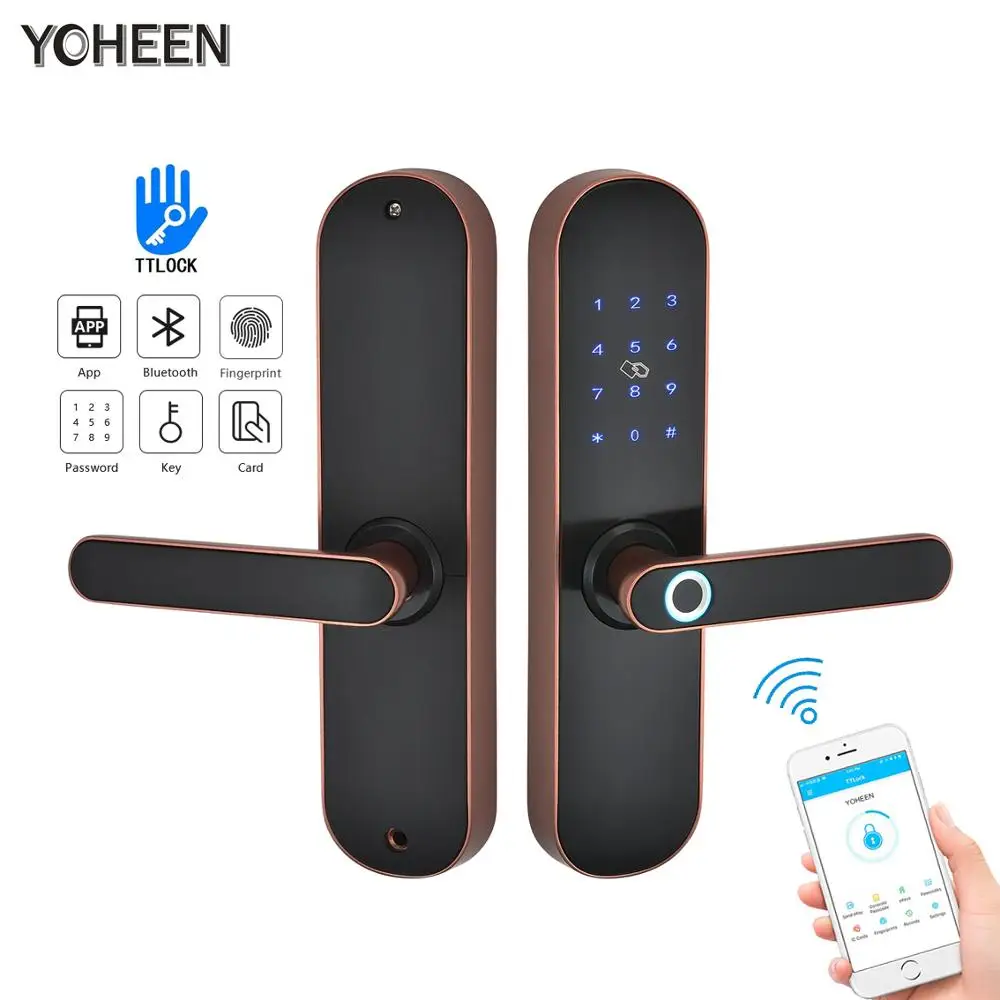 
Yoheen Bluetooth App WiFi Smart Card Digital Code Fingerprint Door Lock for Hotel Apartment Airbnb 