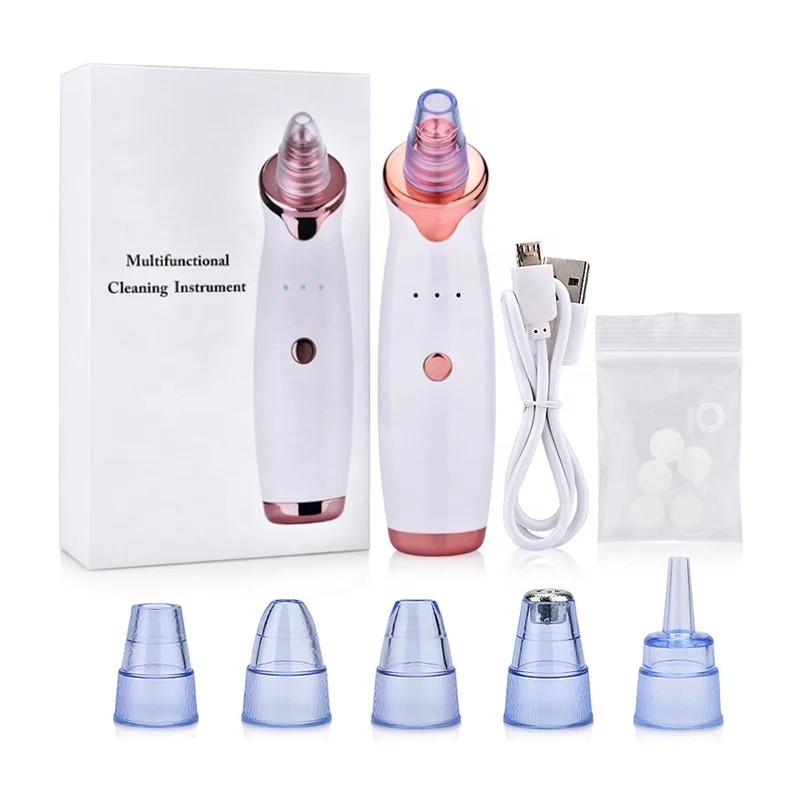 

Electric 5 Replaceable Heads Blackhead Removal Machine Nose Blackhead Remover Blackheads Remover with Vacuum Suction, White