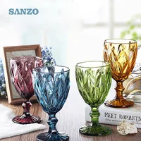 

Ice diamond wine glass manufacturers direct marketing lead-free stained glass goblet carved embossed color box machine juice cup